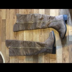 Windsor thigh high taupe boots
